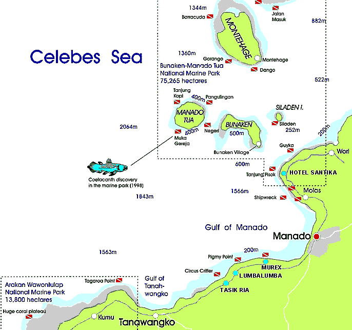 Location of resort and dive sites